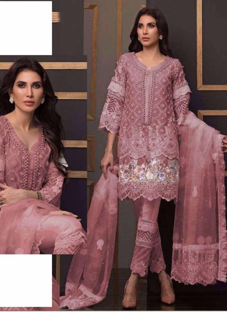 Pink Colour FEPIC C-1073 Latest Festive Wear Butterfly Net Embroidery With Hand work Pakistani Salwar Suits Collection C-1073 D